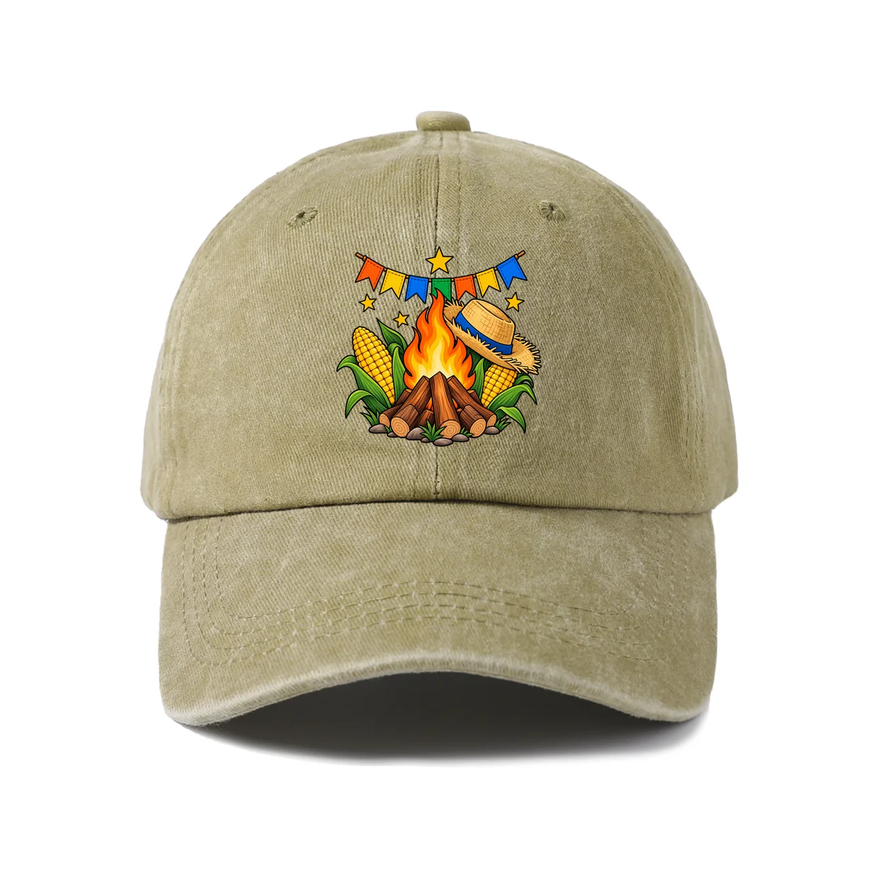 Mountain Camping Scene Graphic Vintage Washed Baseball Cap, Adjustable Unisex Dad Hat, Weekend Gift