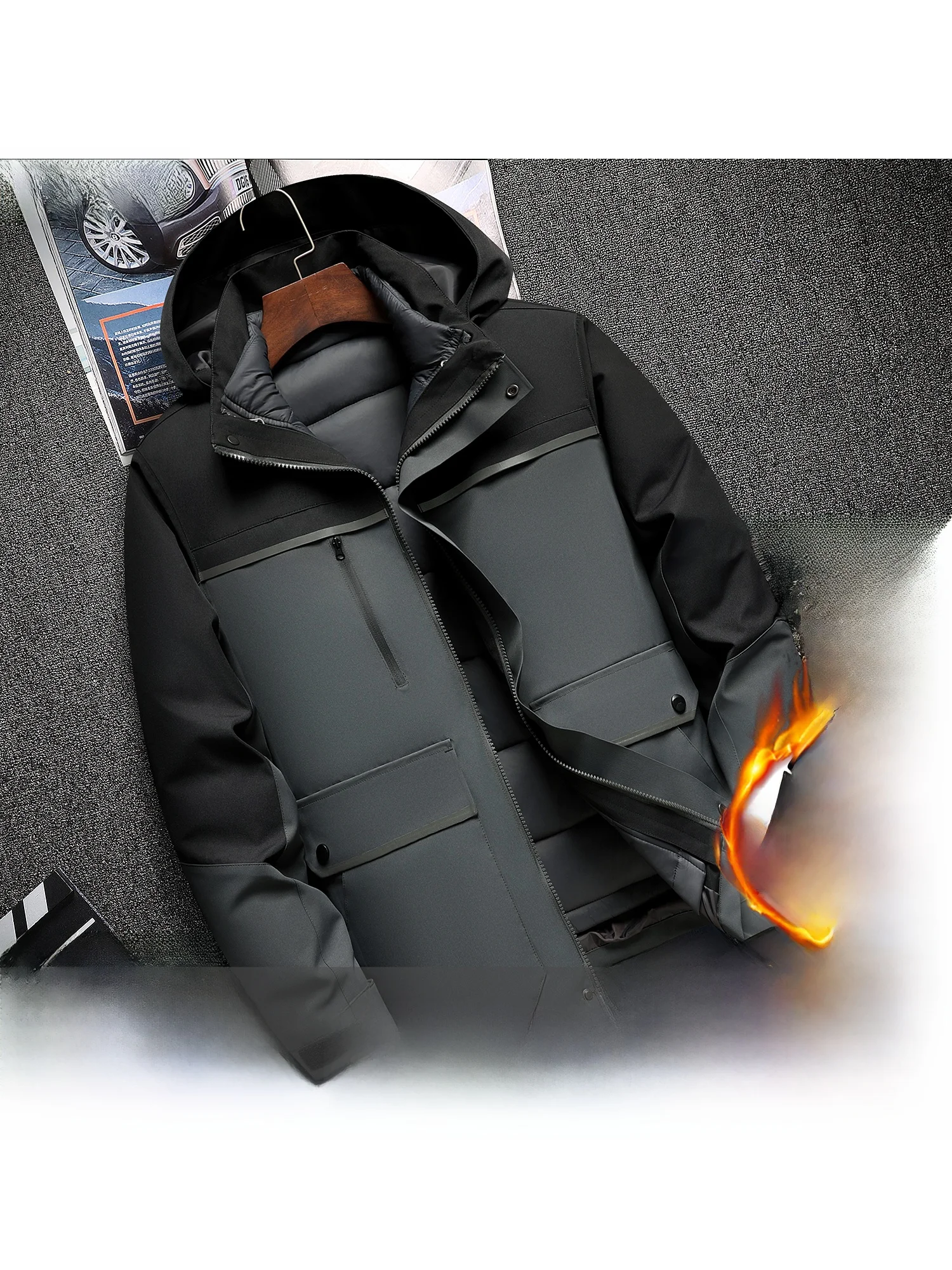 

Мужская свободная зимняя куртка Thiened Work из хлопка с отстегивающейся подкладкой, теплая, повседневная, молодежная, модная