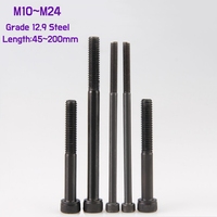 M10M12M14M16M18M20M22M24 Black Grade 12.9 Steel Lengthened Hexagon Hex Socket Cap Head Screw DIN912 Partial thread Allen Bolt