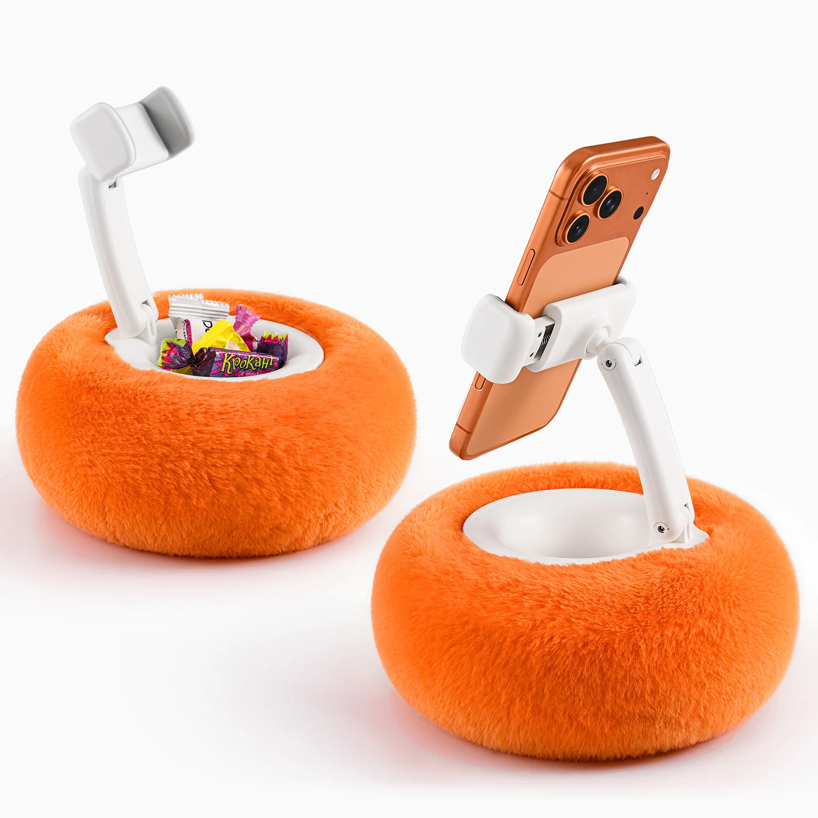 

Oatsbasf Phone Pillow Stand Adjustable Phone Holder with Snack Bowl & Suction Cup Base Hands Free Phone Holder for Bed/Desk/Sofa