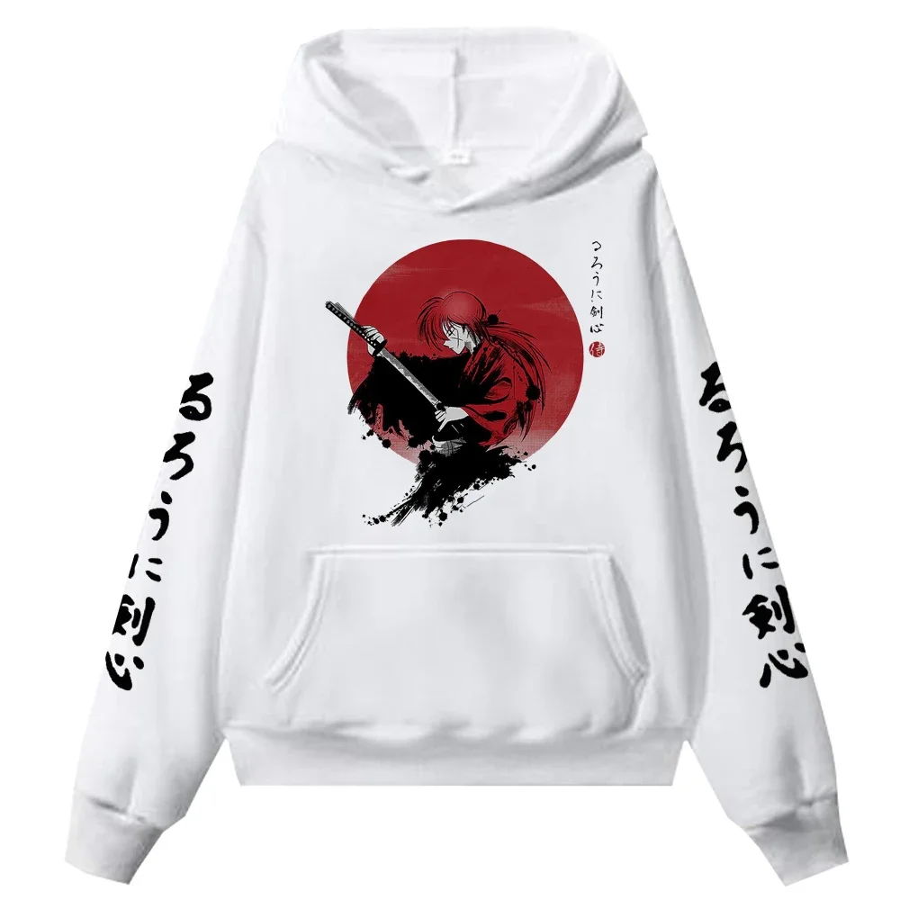 Harajuku Japan Anime Rurouni Kenshin Bot And Girl Hoodies Autumn Fleece Print Pullover Men Women Fashion Casual Sweatshirt