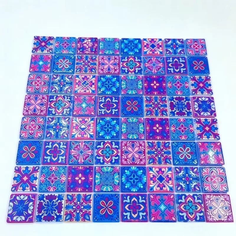 64-Piece Mosaic Glass Tile Set for Entrance Background Walls Bathroom Vanities Bar Tops Outdoor Courtyard Landscape Decorations