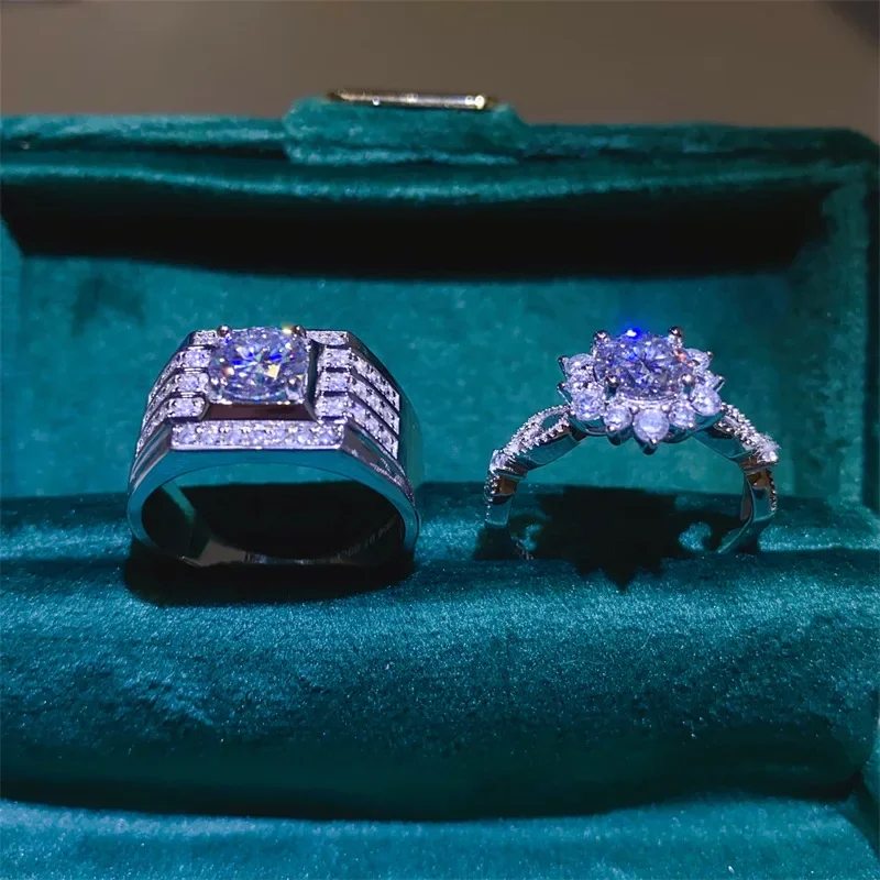 SACEGEMS GRA сертифицированные D VVS 3ct муассанит кольца для пар стерлингового серебра 925 пробы обручальное свадебное обещание бриллиантовое кольцо ювелирные изделия