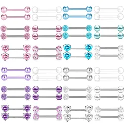 6Pair Crystal Nipple Piercing Jewelry Set For Women Heart Cz Nipple Barbells Bulk Glitter Nipple Rings Pack Piercing Pezon Lote