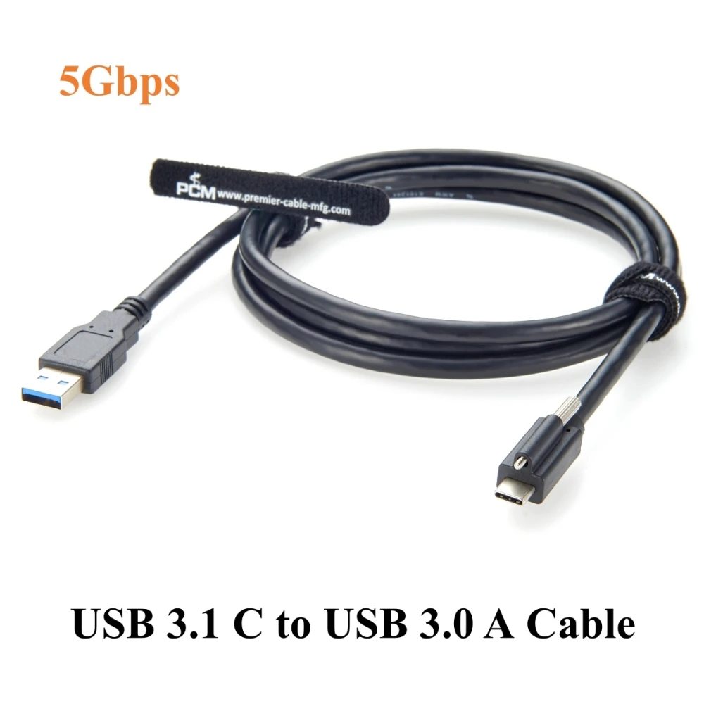 USB 3.1 C ذكر إلى USB 3.0 كابل ذكر مع قفل برغي واحد 5 جيجابت في الثانية لوحة جبل USB 3.1 Gen1 Type-C إلى كابل شحن وبيانات