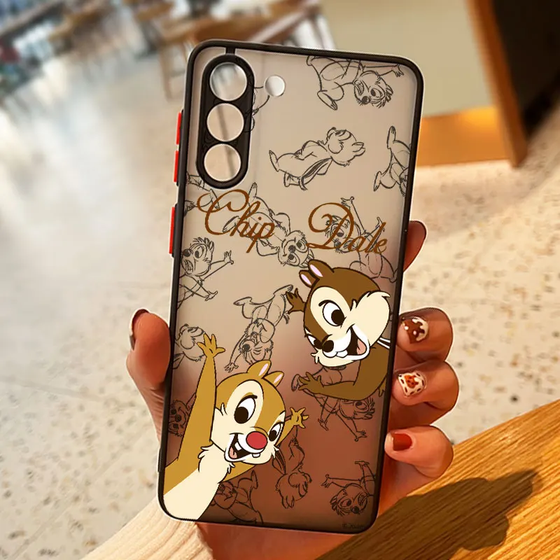 Chip \'n\' Dale Bambi For Samsung S24 S23 S22 S21 Ultra S20 FE S10 Plus Lite 4G 5G Frosted Translucent Phone Case