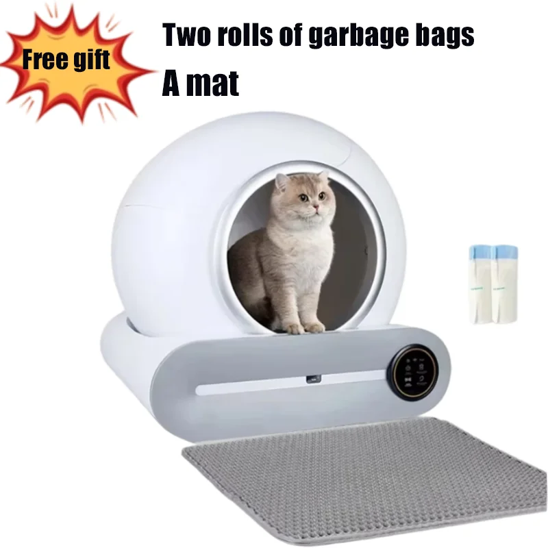 Cabine de toilette intelligente pour chat, 65l, avec contrôle par application et poubelle automatique de voyage pour chat, bac à litière automatique pour chats
