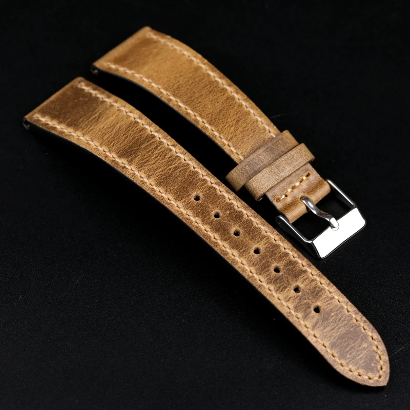 Handmade genuine leather strap, 18 19 20 21 22mm soft genuine leather compatible with mechanical antique watch bracelet