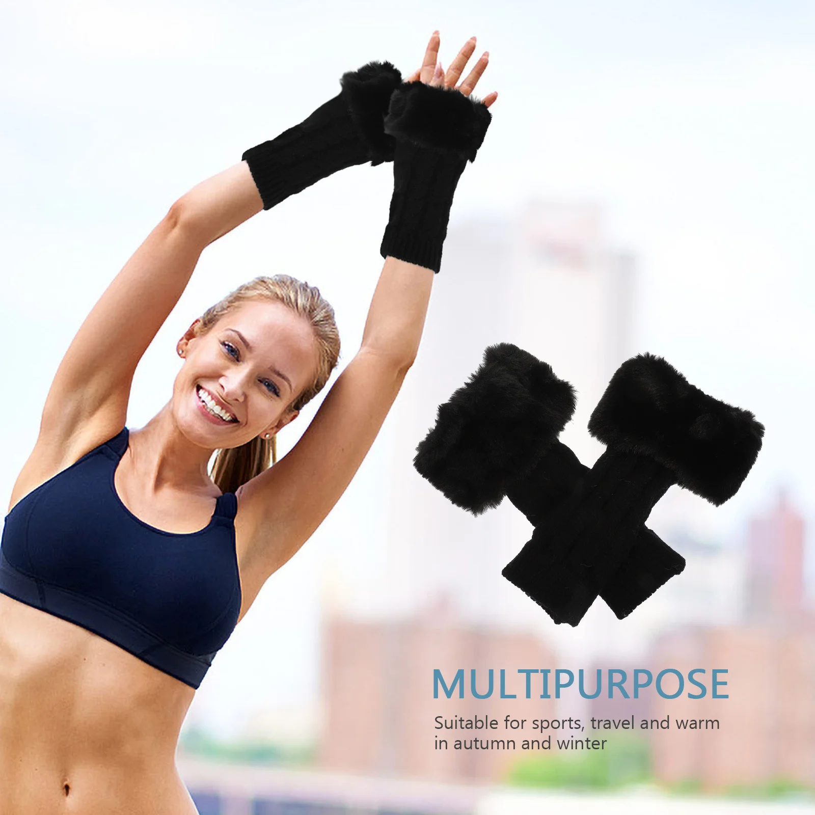

1 пара перчаток с открытыми пальцами, приятные для кожи, легкие грелки для рук, чехлы с длинными рукавами для зимы, теплая, моющаяся, практичная, на открытом воздухе