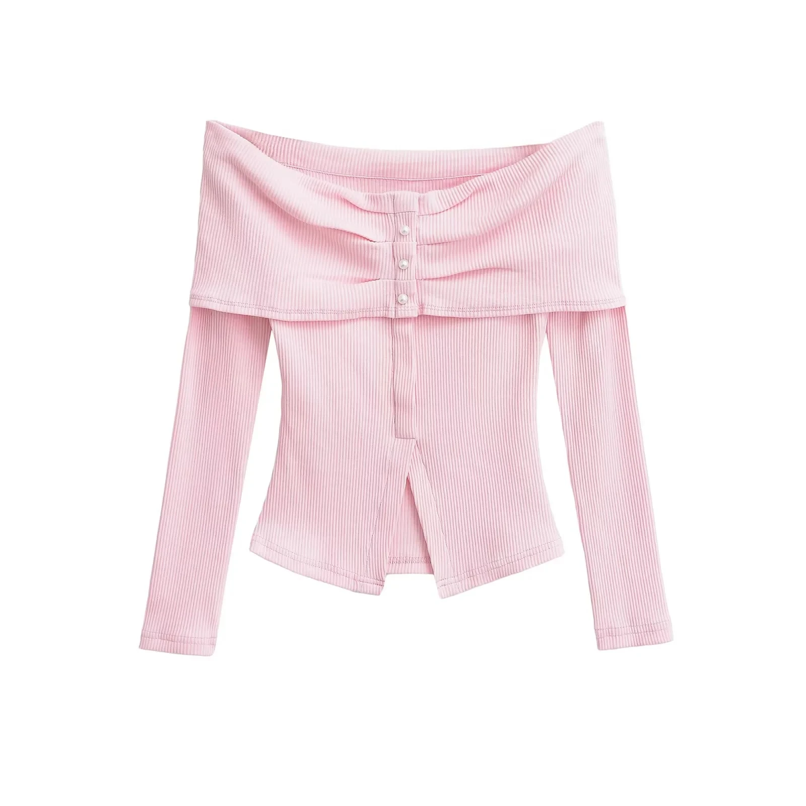 セクシーなロングスリーブワンショルダーTシャツ レディース 春秋デザイン スリムフィット セクシーなスリット入りワンワードカラートップ