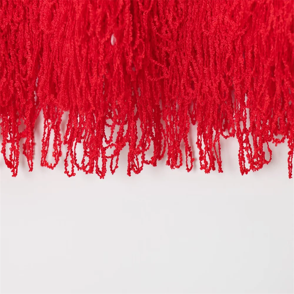 Autumn new style women's fringe decoration round neck sleeveless knitted vest top