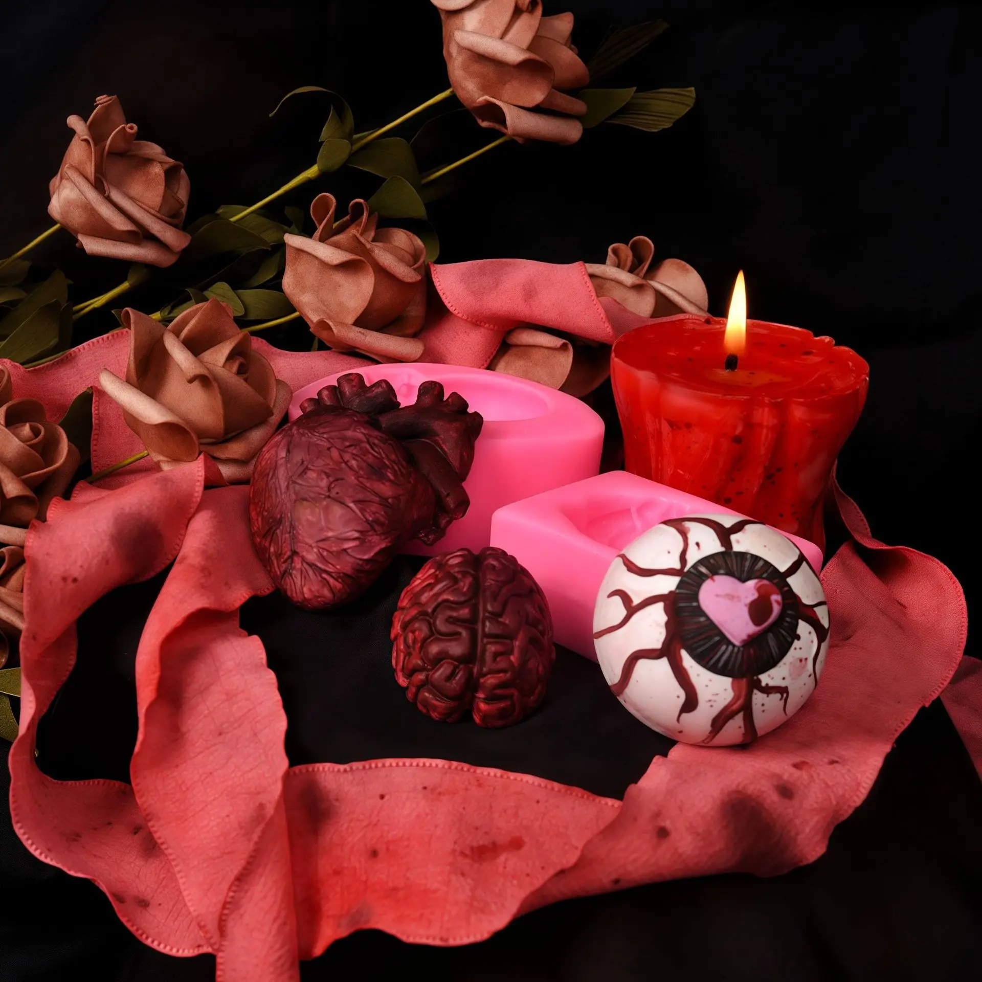 

2 шт. 3d орган сердце флип конфет силиконовая форма Хэллоуин мозг торт глиняная форма Diy капельная выпечка шоколадные инструменты свеча мыло ремесла