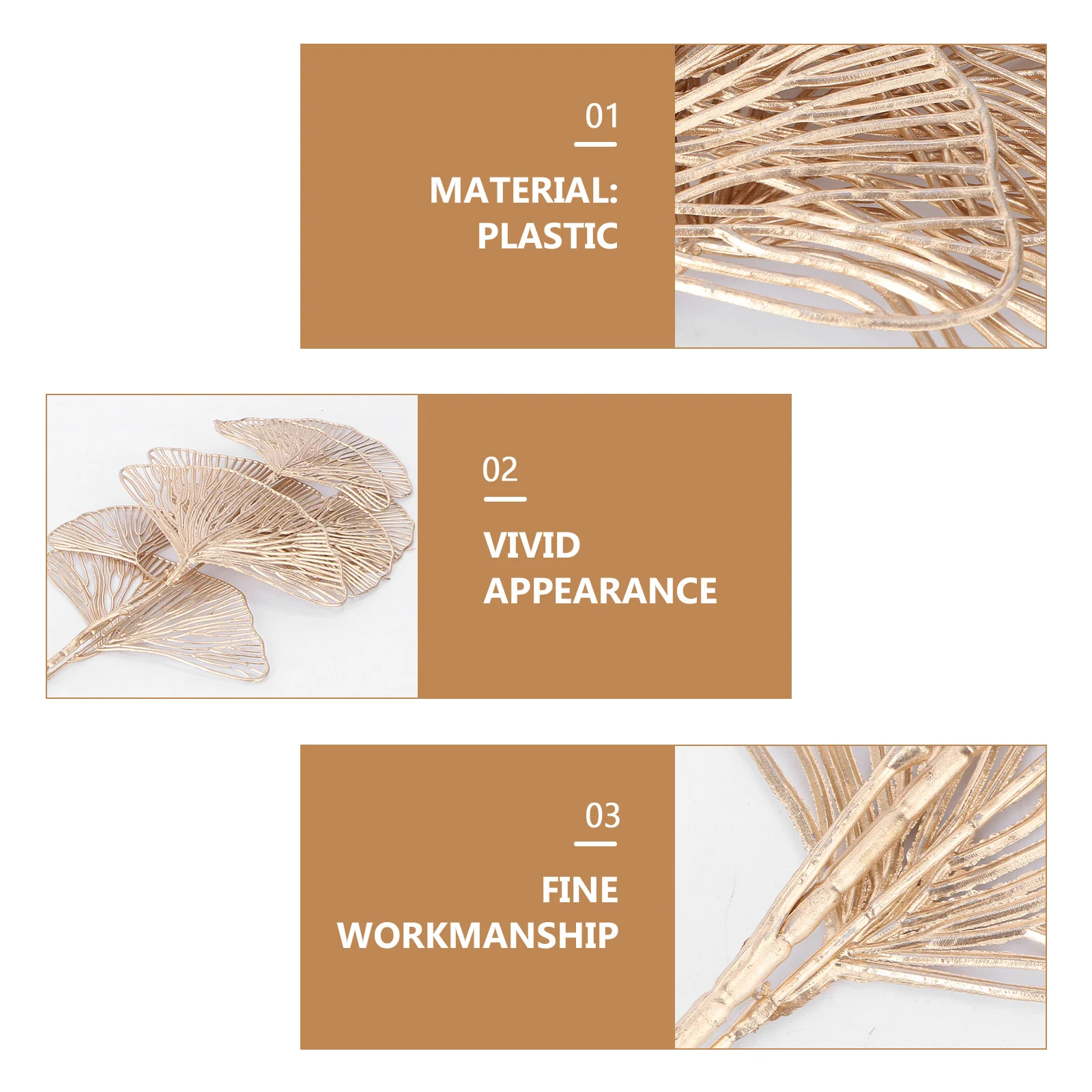 

5Pcs Golden Ginkgo Leaves Picks Artificial Home Decor Wedding Party Supplies Lifelike Ginkgo Leaves Decor Photo Props