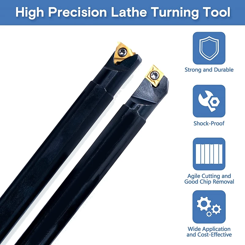 Lathe Threading Tool Set 21 Pieces - 7 Pcs 1/2Inch Turning Shank Boring Bars with 14 Pcs Indexable Carbide Inserts B-A10G