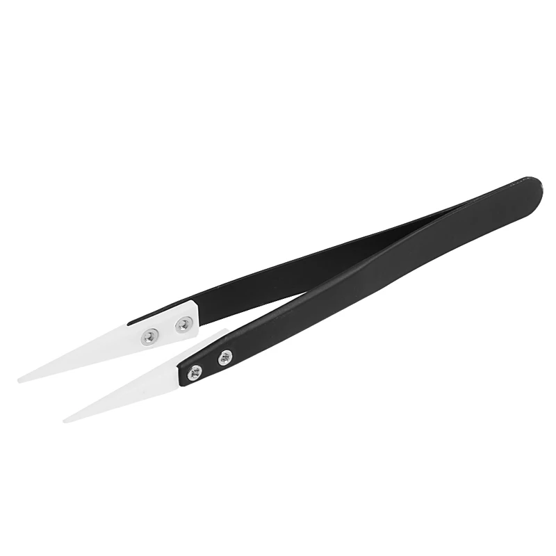 367D Ceramic Tips Tweezers Stainless Steel Handle Straight Aimed Tweezers For Coils