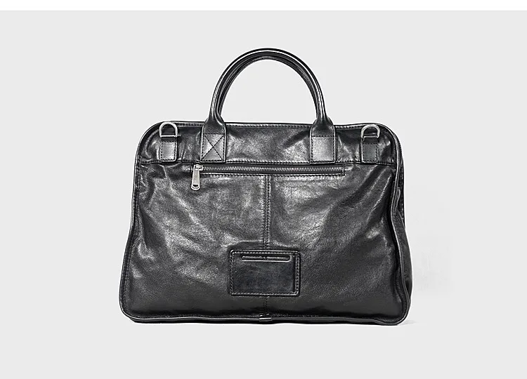 Sac à main rétro en cuir véritable pour hommes, étuis à bombes, cuir de vachette noir première couche, sac lancé par ordinateur, affaires