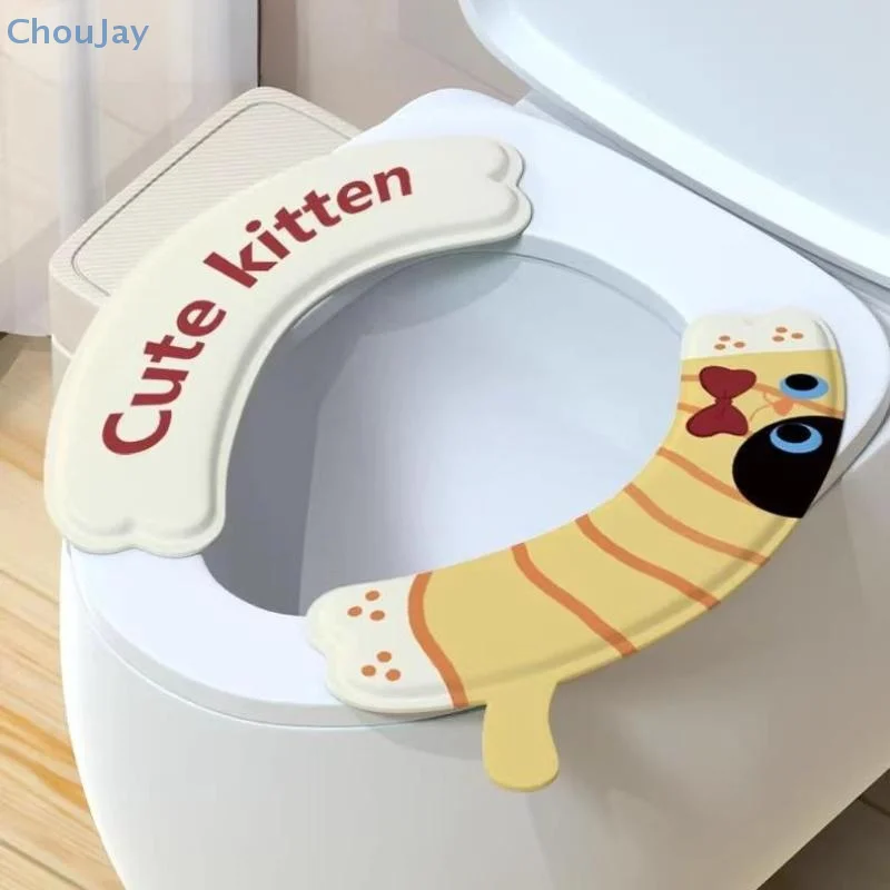 Cute Kitten Toilet Seat Cover Pad | Cartoon Non-Slip Bathroom Mat