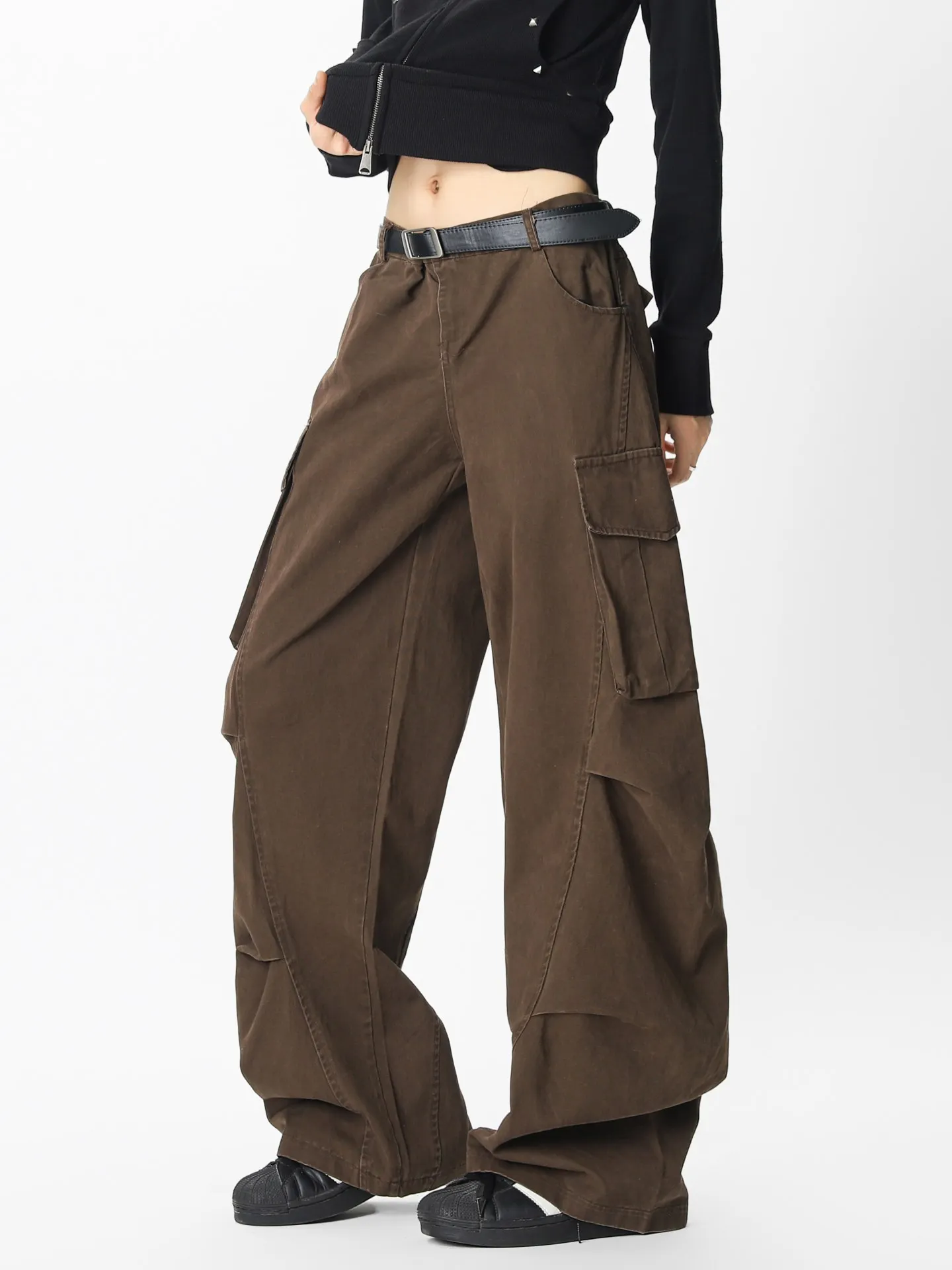 

Мужские повседневные брюки карго с большими карманами, складным дизайном и американским кроем, осенние прямые брюки Cleanfit