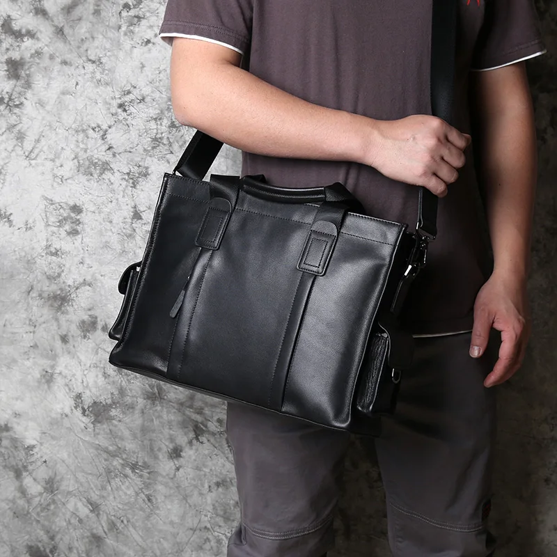 NZPJ Business Leder herren Handtasche Top Schicht Rindsleder Aktentasche Casual Schulter Messenger Tasche Geeignet für 14 Zoll Laptop – Detail 6