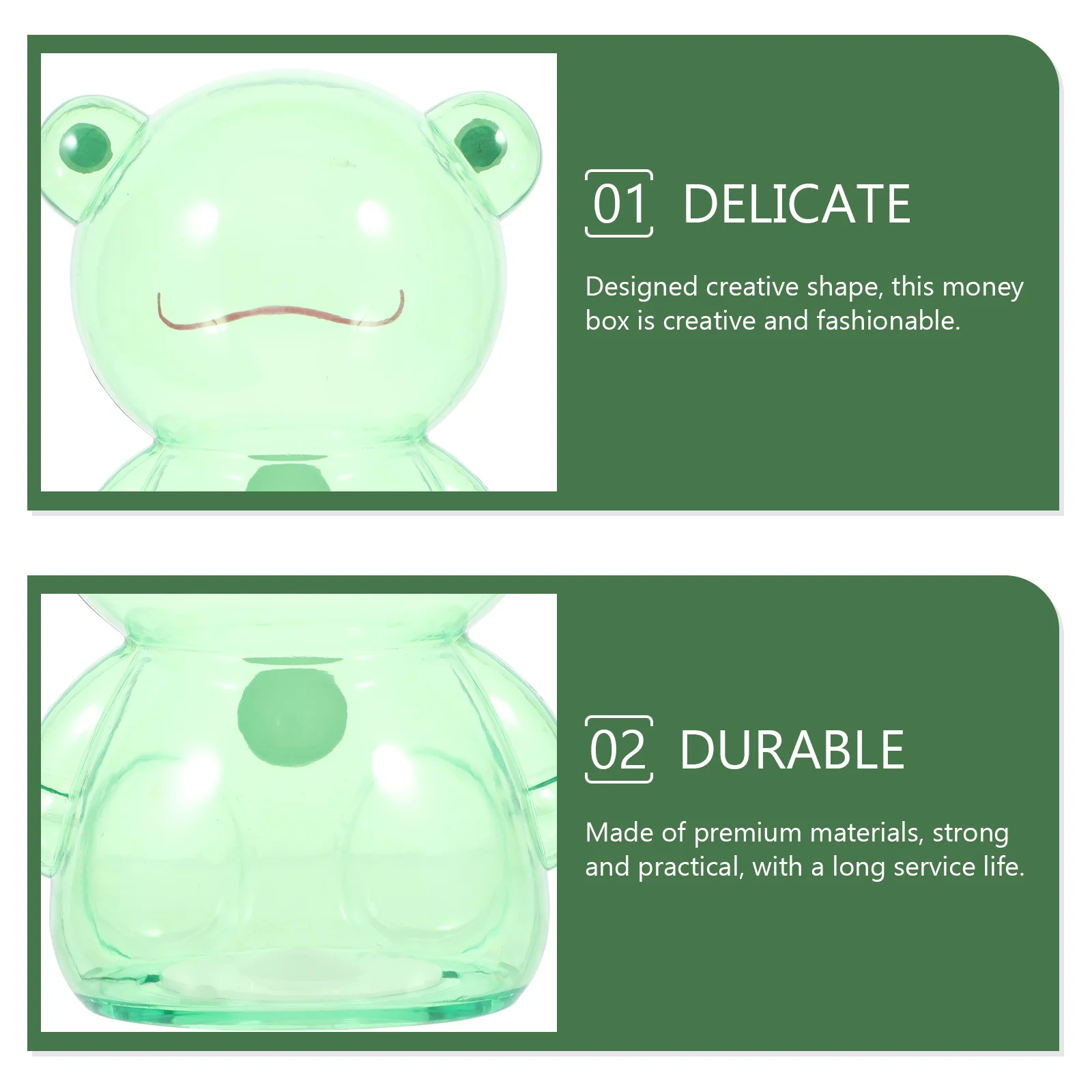 Divertente contenitore creativo per monete a forma di rana per bambini, salvadanaio da tavolo trasparente, portaoggetti multifunzione per l'organizzazione