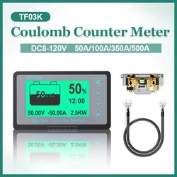 TF03K Coulomb Counter Meter DC8-120V Battery Capacity Indicator Voltage Current Monitor Lithium for Lead Acid Battery Detector