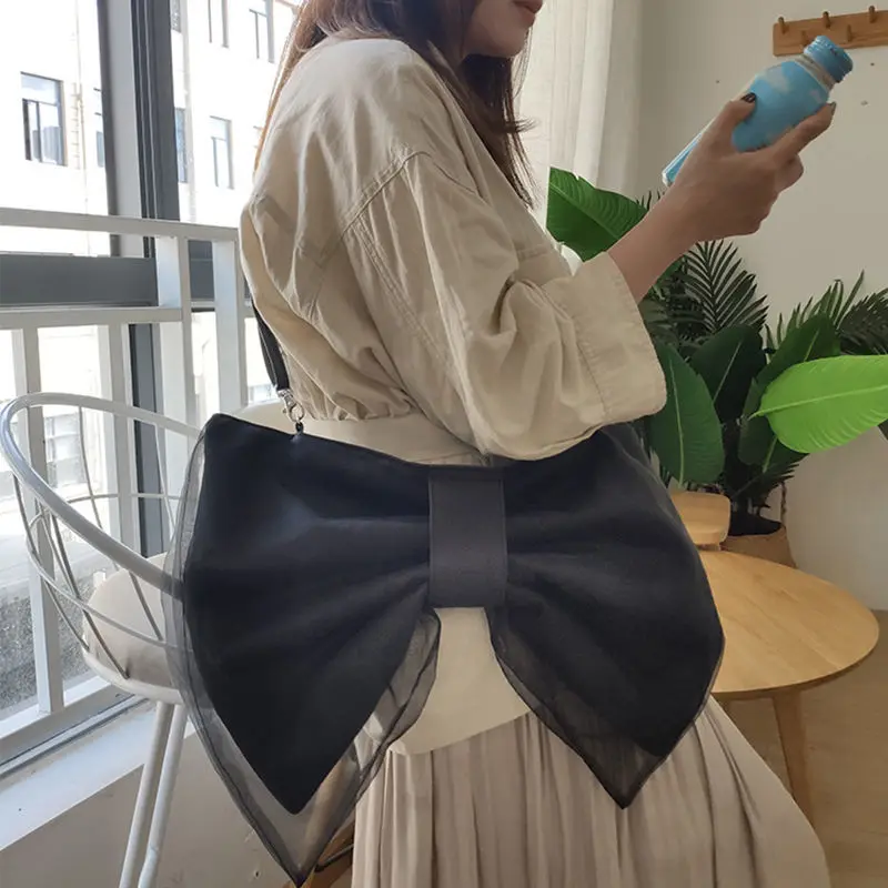 Bow Bag Women 2023 New Korean Sweet FLAP Solid Zipper SOFT High-Capacity Shoulder Bag Handbag Purse All-match Small Fresh