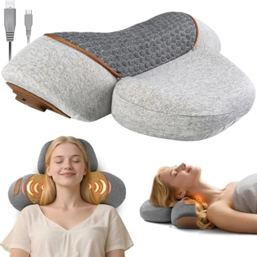 

Pillow Massage Neck Hump 3-in-1 Massager Pillow with Heat Deep Tissue Relief Neck Traction Cervical Support Hump Corrector for