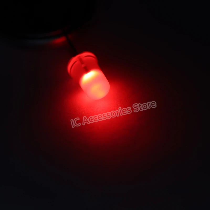 100pcs 5MM red light foggy long pin F5 LED lamp beads light-emitting diode astigmatism frosted light cube good quality