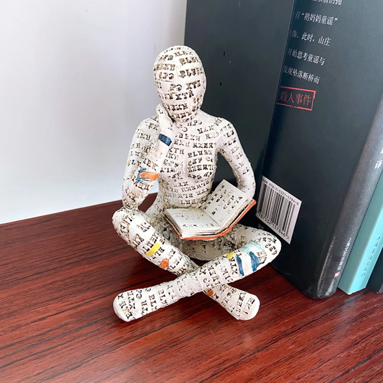 Resin Aesthetic Figure Sculpture Bookshelf Ornaments Mini Reading Figure Figurine Handicrafts Home Decor For Living Room Bedroom