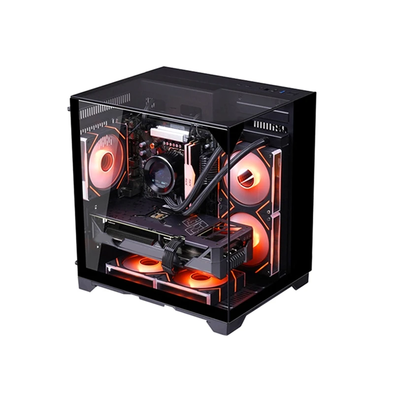 PC Case Sea View Room Gaming Computer Desktop M-ATX Motherboard Double-Sided Tempered Glass PC Gamer Cabinet