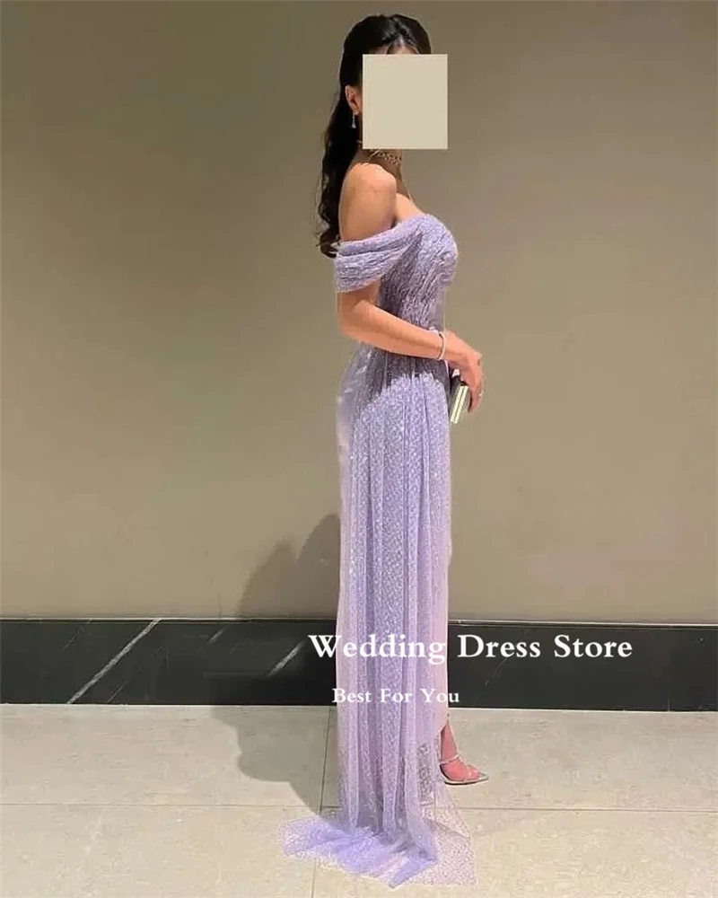 OLOEY elegante lavanda arabo donna abiti da sera formali con spalle scoperte lunghezza caviglia Prom abito da festa formale 2023