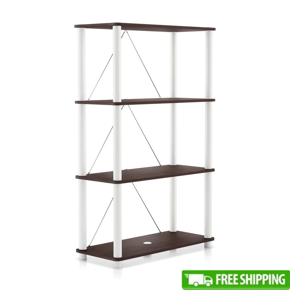 

Open Display Shelf Bookcase 4-Tier Storage Solution Modern Design Home Office Living Room Easy Assembly 11x11 Cube Bins