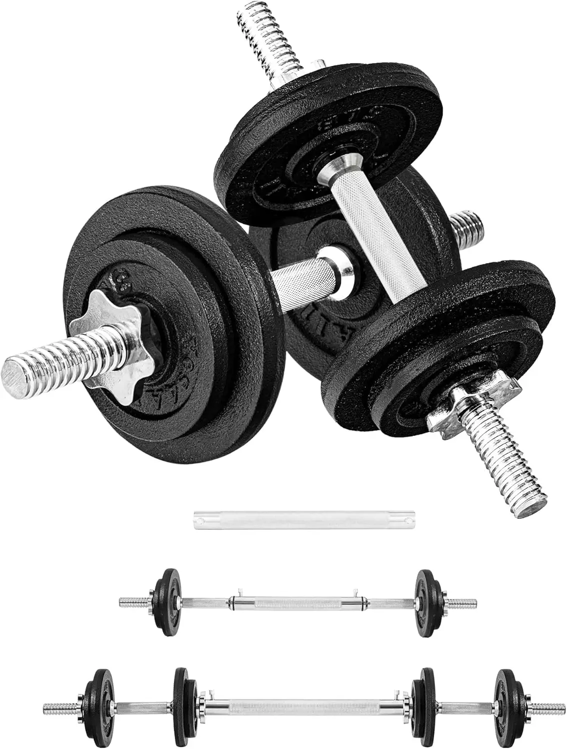 

Old School Adjustable Dumbbell Set with Weight Plates Star Lock Collars Connector 40lbs to 200lbs Adjustable Weight Plates Set
