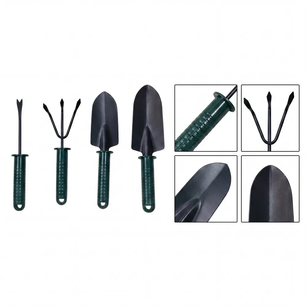 Alloy 4 Piece Gardening Tool Set Includes Trowel Transplanter Cultivator and Weeder Space Saving Hanging Hole Design