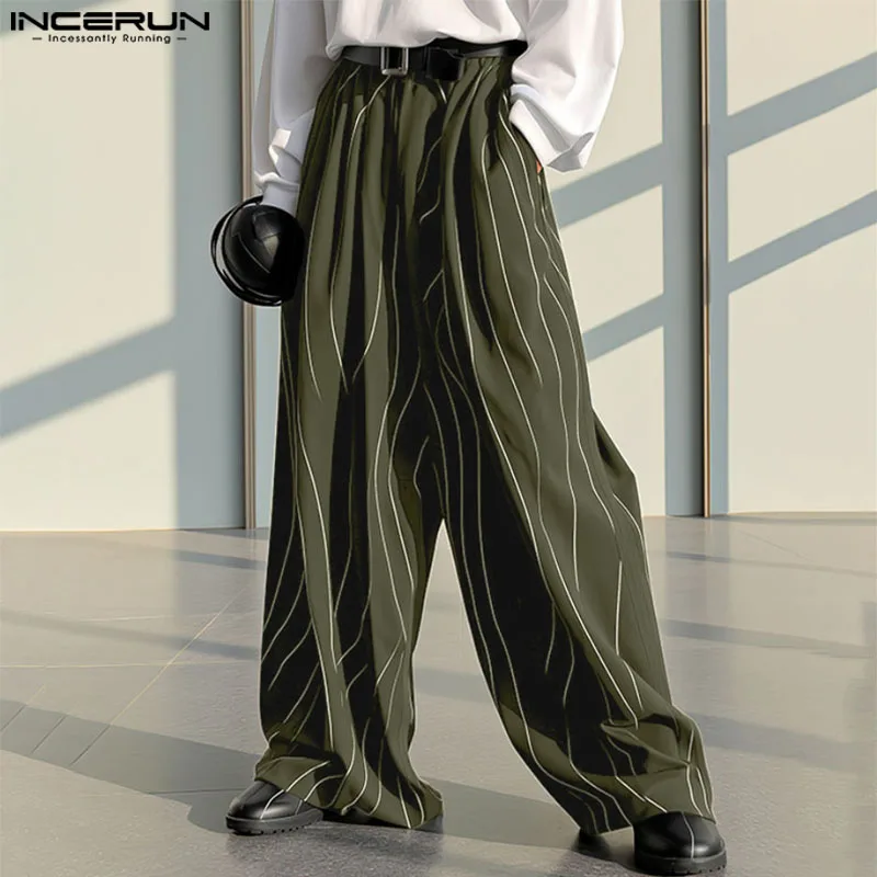 Casual Clubwear Long Pants INCERUN Men's Printing Elastic Waist Joggers Loose Trousers Streetwear Fashion Male Pantalons S-5XL