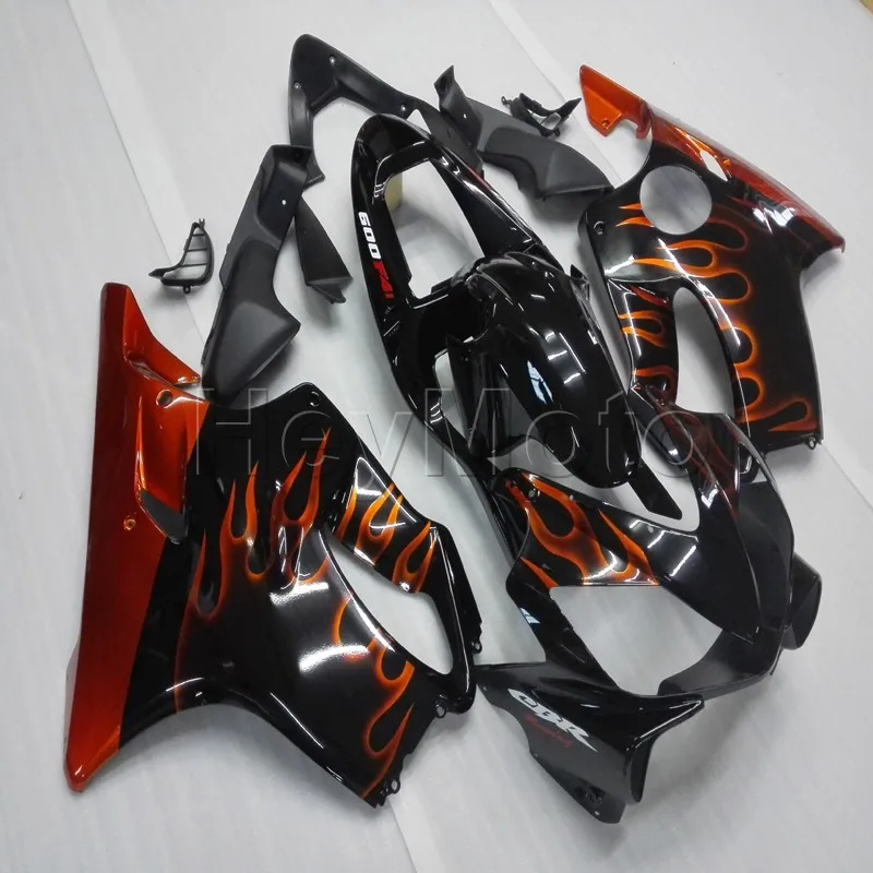 injection Fairings kit for CBR600 F4i 2001 2002 2003 orange flames CBR 600 F4i 01 02 03 ABS Plastic Bodywork Set