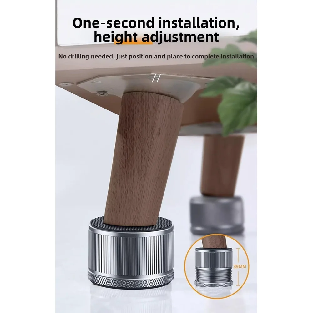 Adjustable Metal Furniture Levelers With Non-Slip Pads, Height Levelers For Table Chair Bed Increase Support