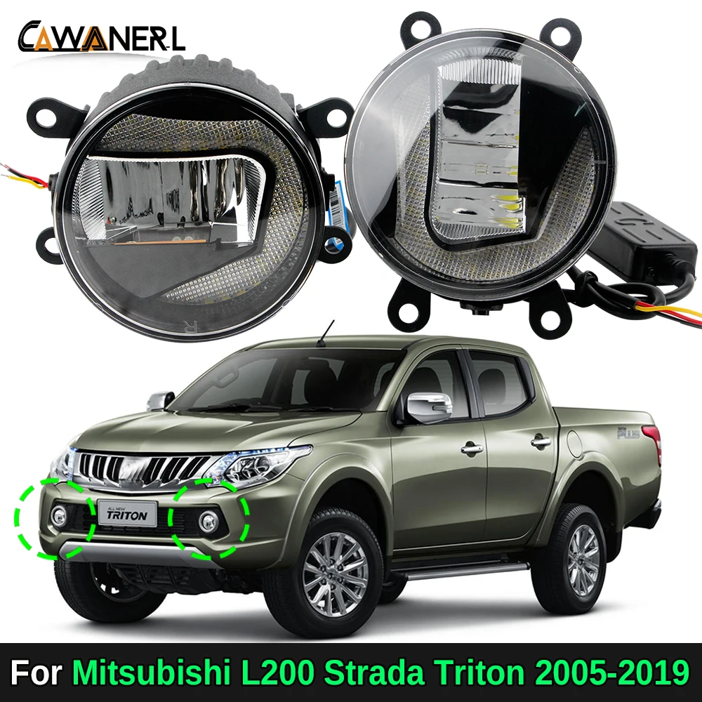 

2IN1 30W Aluminum Car Right + Left LED Fog Light with Daytime Running Lamp DRL White For Mitsubishi L200 Strada Triton 2005-2019