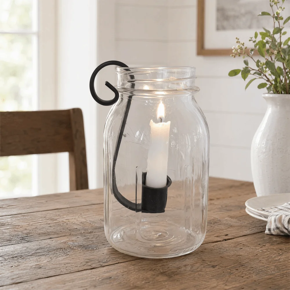 Rustic Farmhouse Metal Candle Holder for Mason Jars Wall-mounted Vintage Style Jar Candle Insert Iron Art Candle Stand