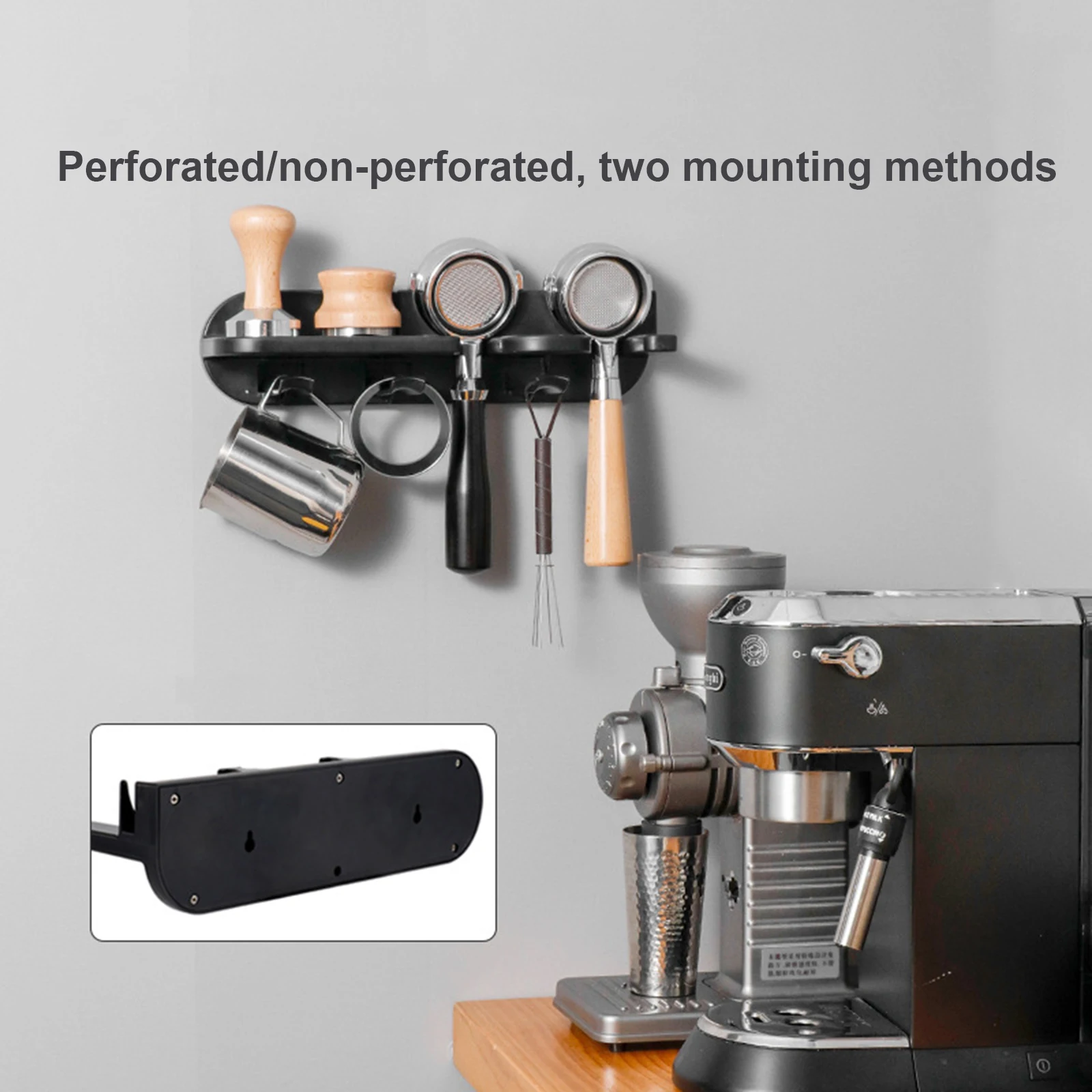 Distribuidor de Café em Pó Organizador de parede, Rack de armazenamento para ferramentas de café, sem necessidade de instalação de perfuração, 51mm, 54mm, 58mm