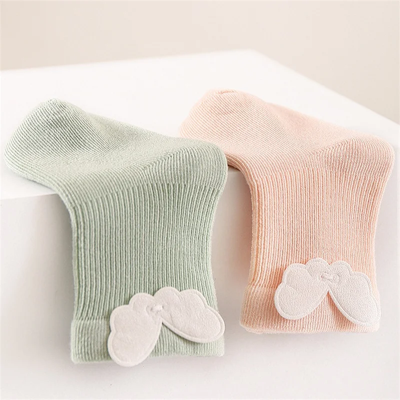 Lawadka-Chaussettes en coton pour nouveau-né, fille et garçon, mignonnes, à ailes, douces, solides, de 0 à 5 ans, printemps