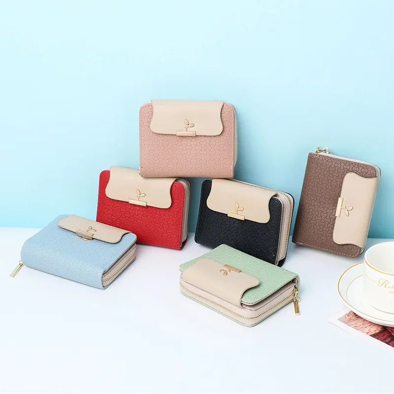 

Ladies Wallets Leaf Hasp Clutch Brand Designed Student Leather Mini Coin Purse Female Card Holder Money Bag Women Wallet