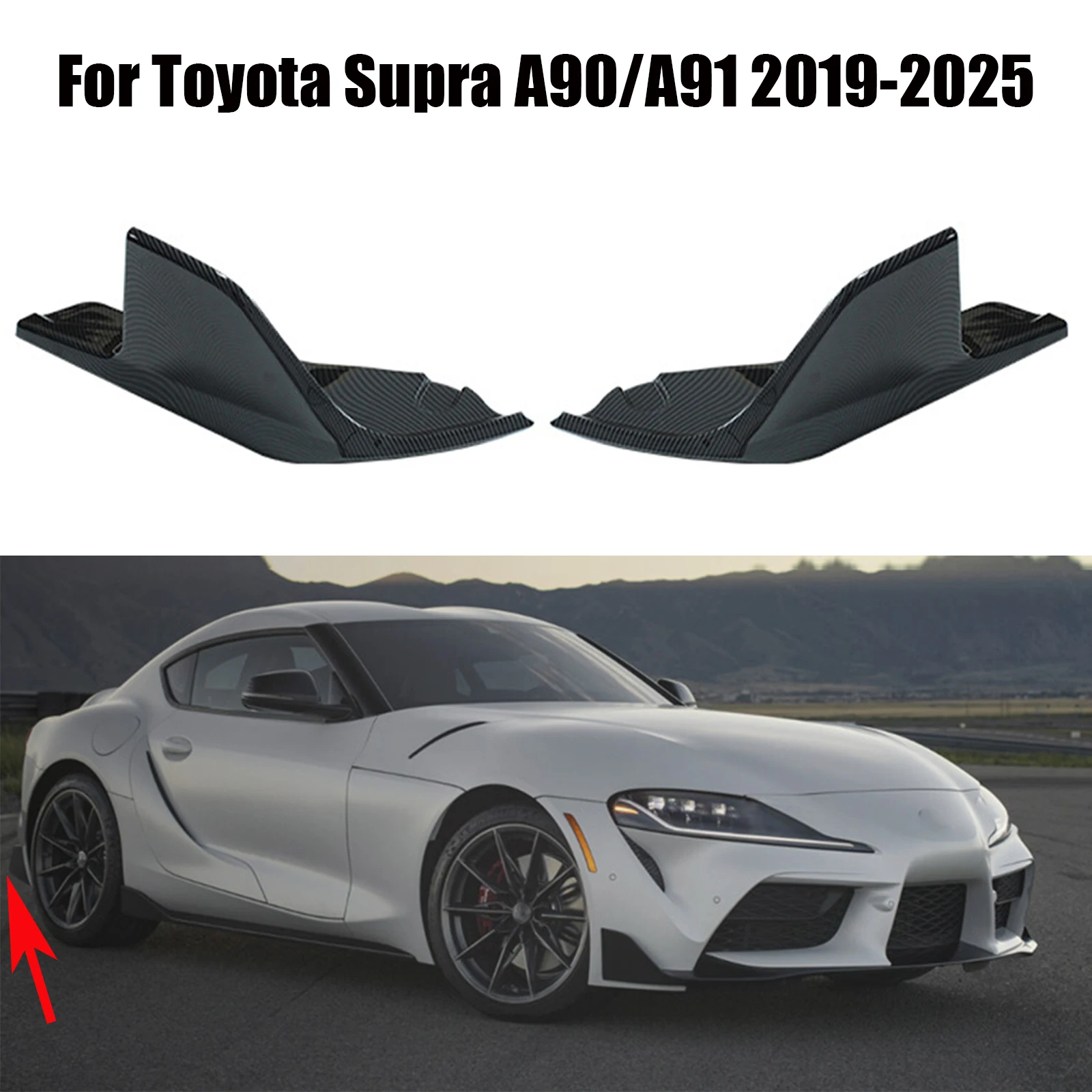 For Toyota Supra A90/A91 2019-2025 Rear Bumper Corners,Body Kit Extension Car Accessories Impact Protection Glossy Black Carbon