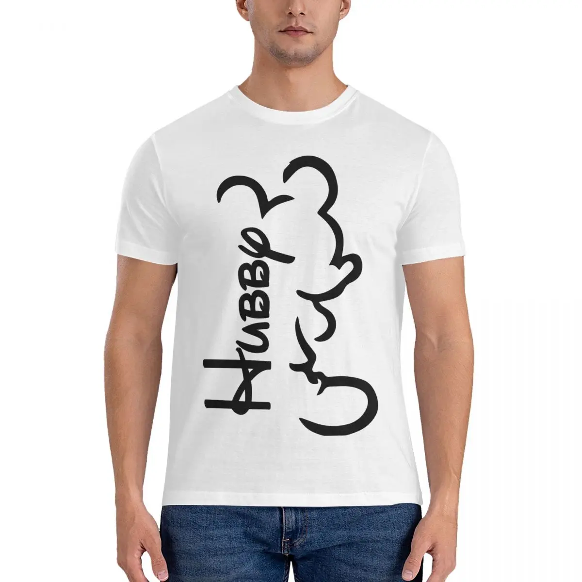 Hubby Happy Valentines Day T Shirts Men's Cotton Unique T-Shirt O Neck Disney Mickey Mouse Cartoon Tees Short  Clothes 5XL 6XL