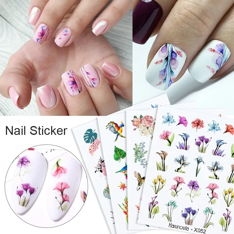 Pegatinas de agua para uñas, adhesivos para inscripciones de uñas, deslizadores de manicura, deslizadores de hielo para uñas, pegatinas de flores, decoración de uñas