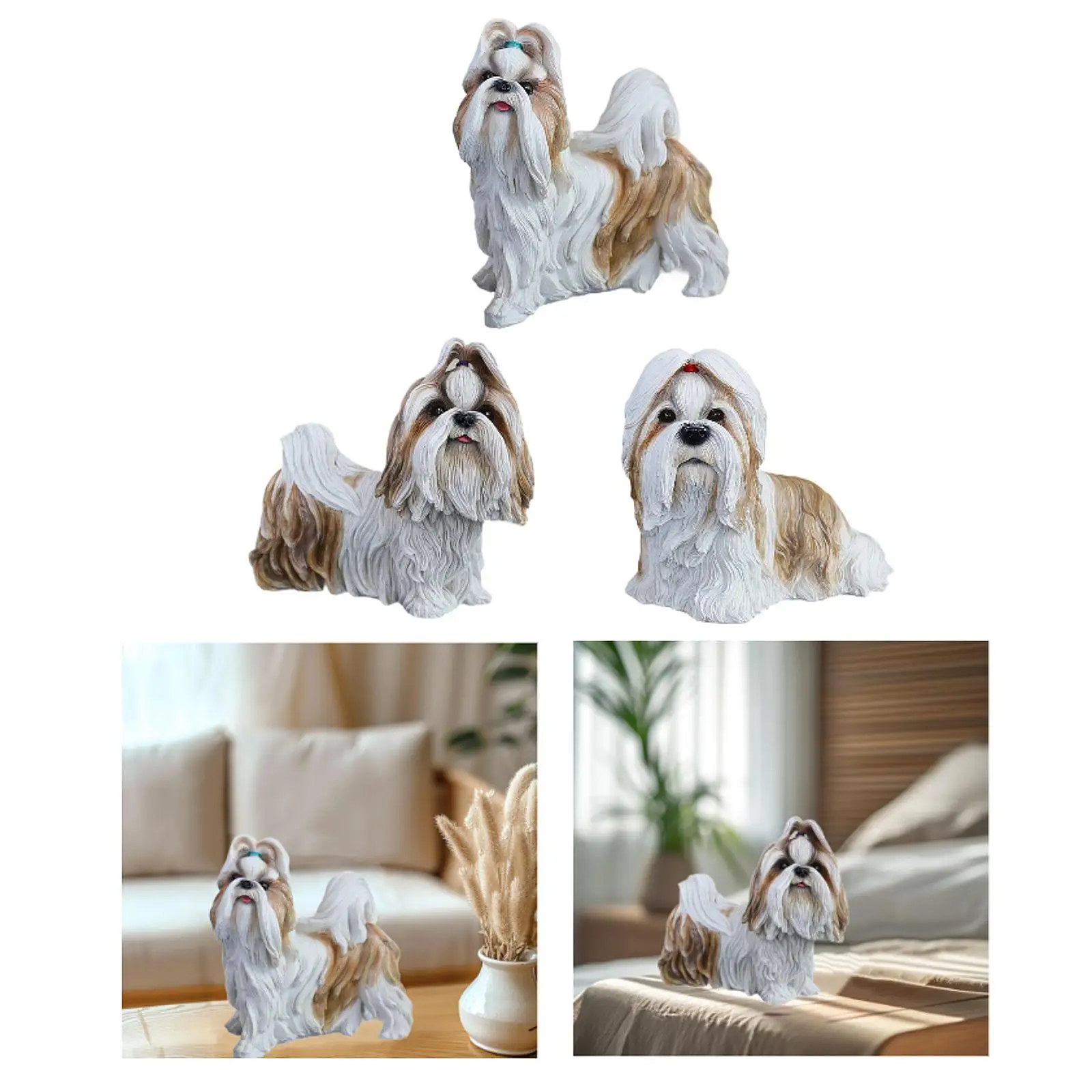 

Maltese Dog Statue Decorative Figurine for Office Cabinet Table Centerpiece