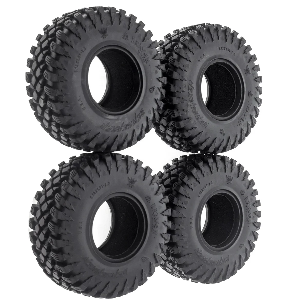 4Pcs Rock Crawler 2.2 Inch Tires Soft 128mm Tyre with Foams for Axial Wraith SCX10 Wrangler -4 2.2 WHEEL