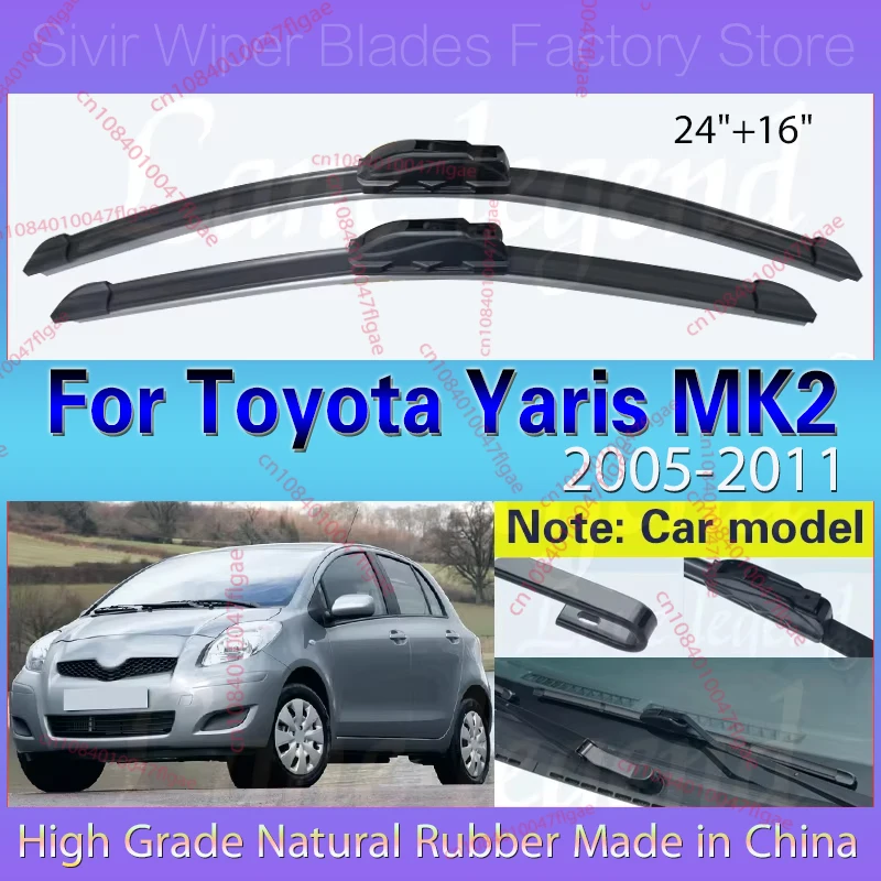 

Car Wiper Blade Windscreen For Toyota Yaris MK2 2005 - 2011 Front Window Windshield Wipers Car Accessories 2008 2009 2010 24"16"