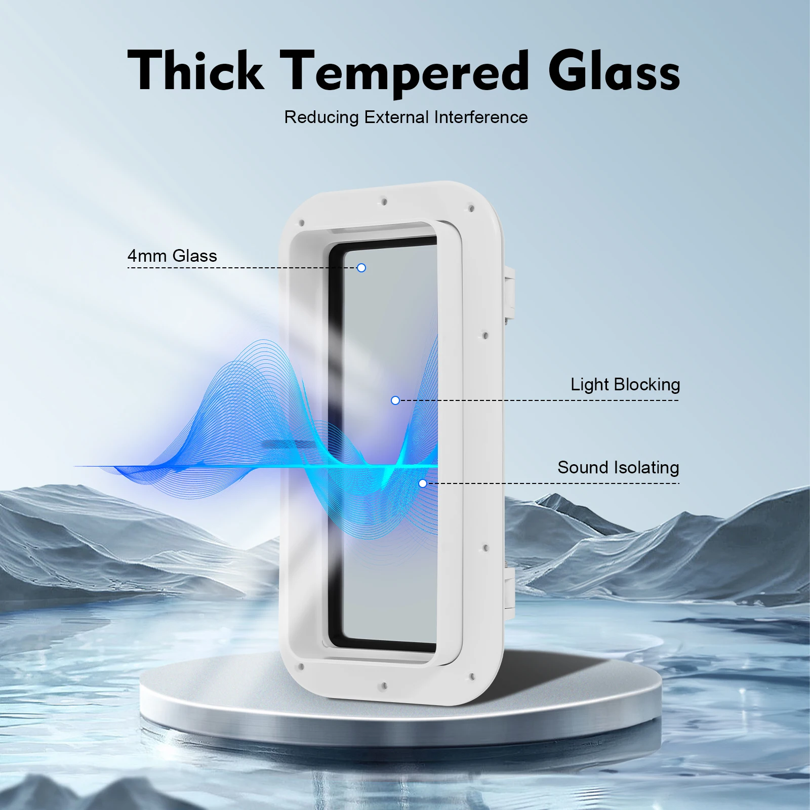 Ojo de Buey Rectangular de Vidrio Templado, Ventana Impermeable para Barco con 90 °   Claraboya Resistente a los Rayos UV para Cabina de Autocaravana o Yate