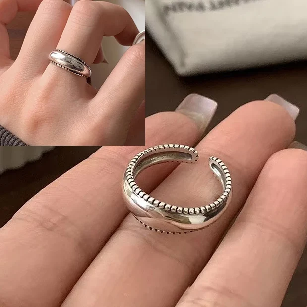 Women's 925 Sterling Silver Thick Double Layer Ring, Minimalist Gift